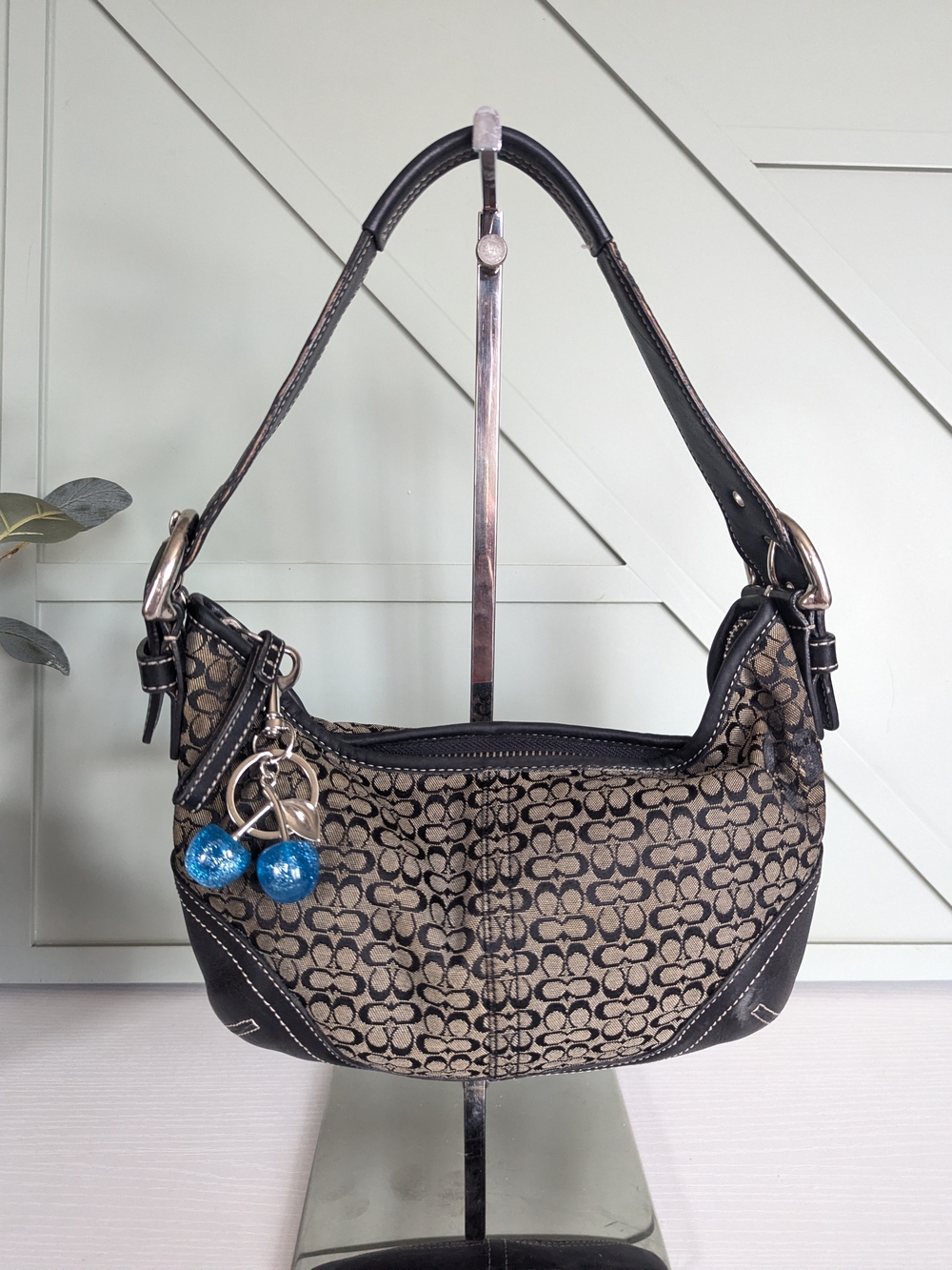 Coach Signature Canvas Hobo Bag in Brown and Black